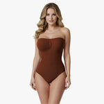 Corrective, seamless, strapless bodysuit with briefs