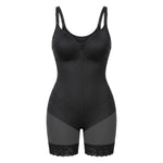 Shaping bodysuit with built-in bra, hooks, and zipper