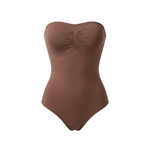 Corrective, seamless, strapless bodysuit with briefs