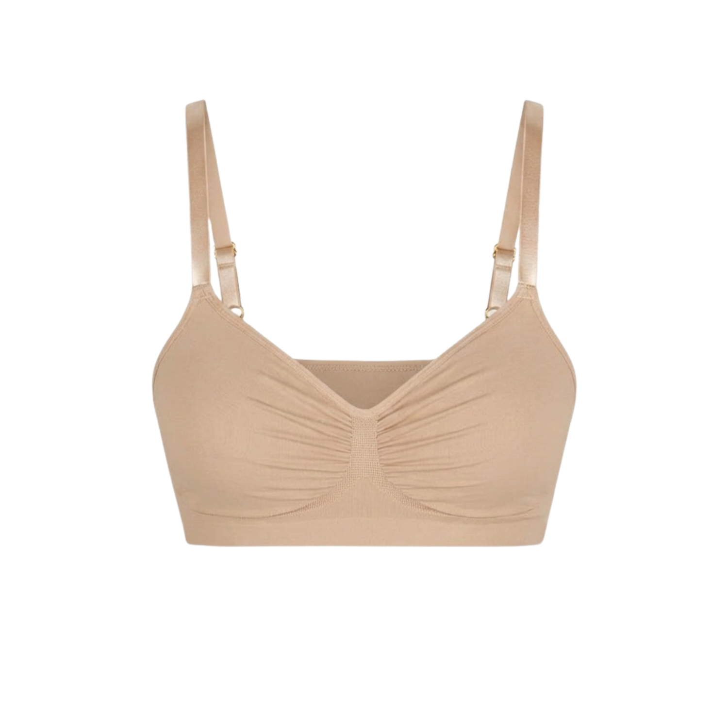 Seamless shaping bra with adjustable straps