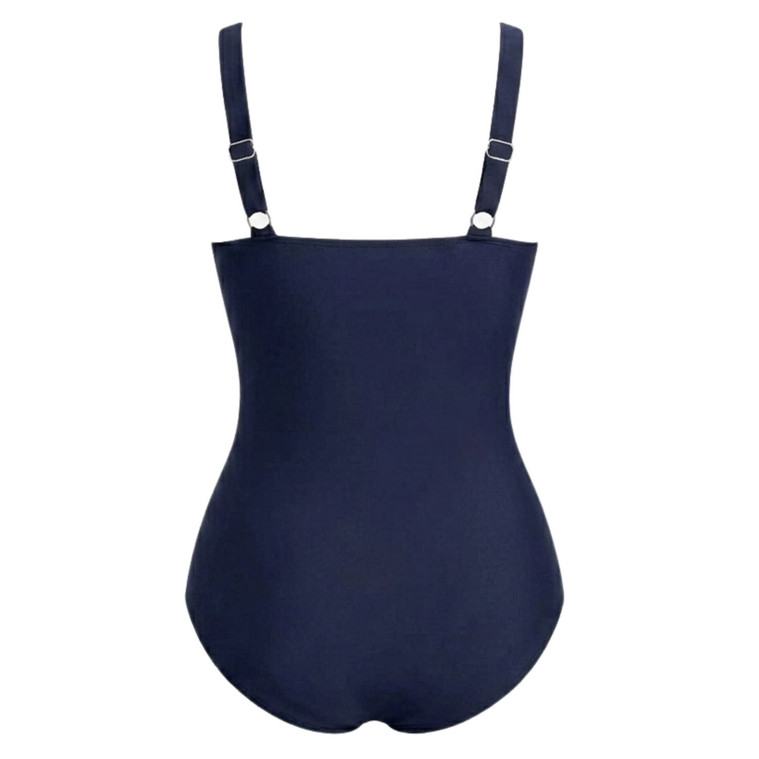 Shaping swimsuit with pink pleats and adjustable straps