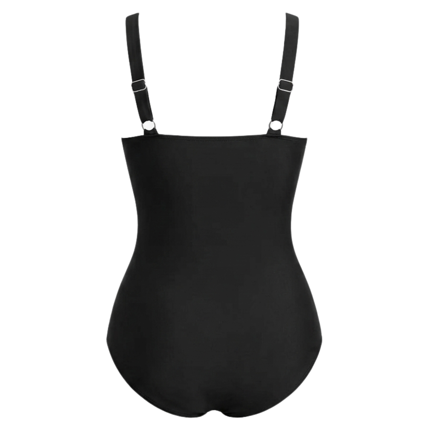 Shaping swimsuit with pink pleats and adjustable straps