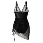 Shaping swimsuit dress with mesh skirt