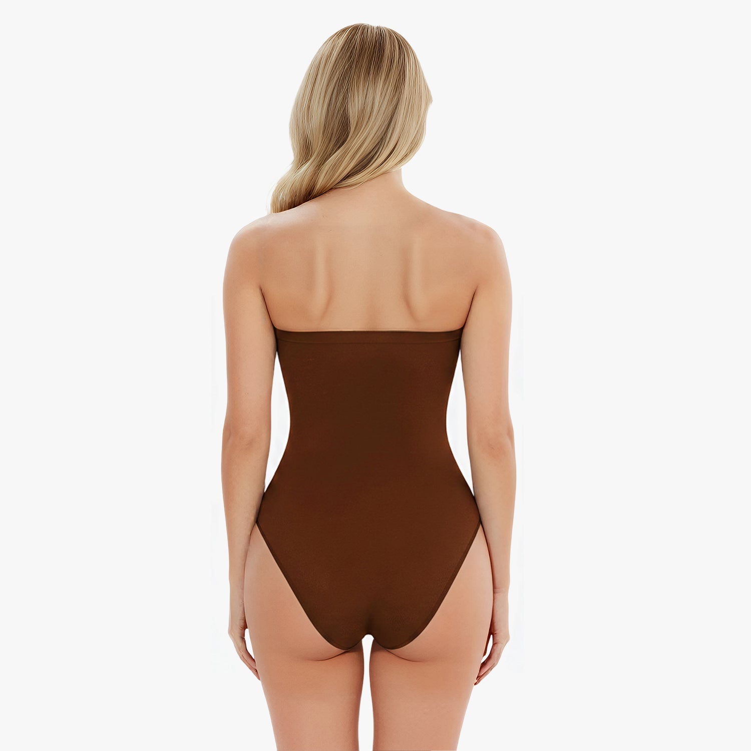 Corrective, seamless, strapless bodysuit with briefs