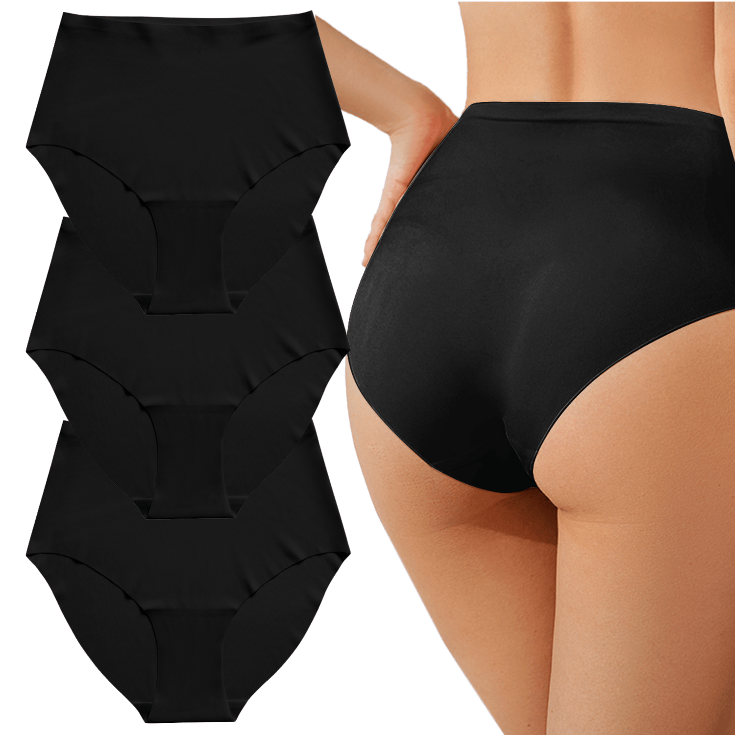 Seamless high-waisted briefs – 3-piece set