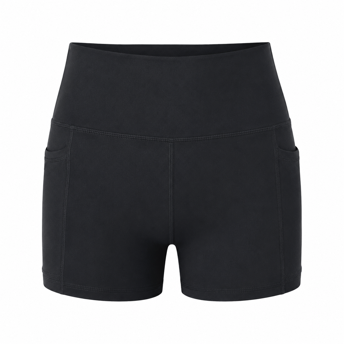 High-waisted sports shorts with phone pocket