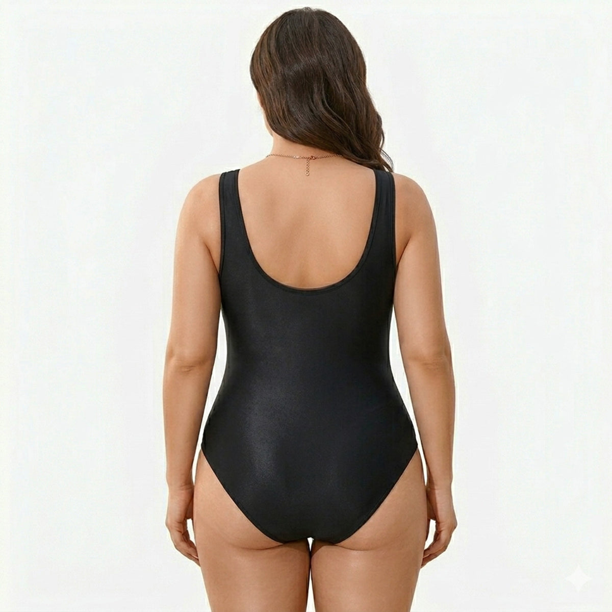 Shaping swimsuit with a round neckline