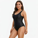 Shaping swimsuit with a round neckline
