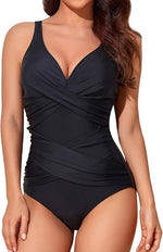 Tummy Control Swimsuit with Decorative Pleats & Adjustable Straps