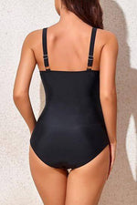 Tummy Control Swimsuit with Decorative Pleats & Adjustable Straps