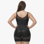 Shaping bodysuit with built-in bra, hooks, and zipper