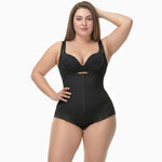 Corrective Shapewear Bodysuit with Hooks and Zipper - Brief