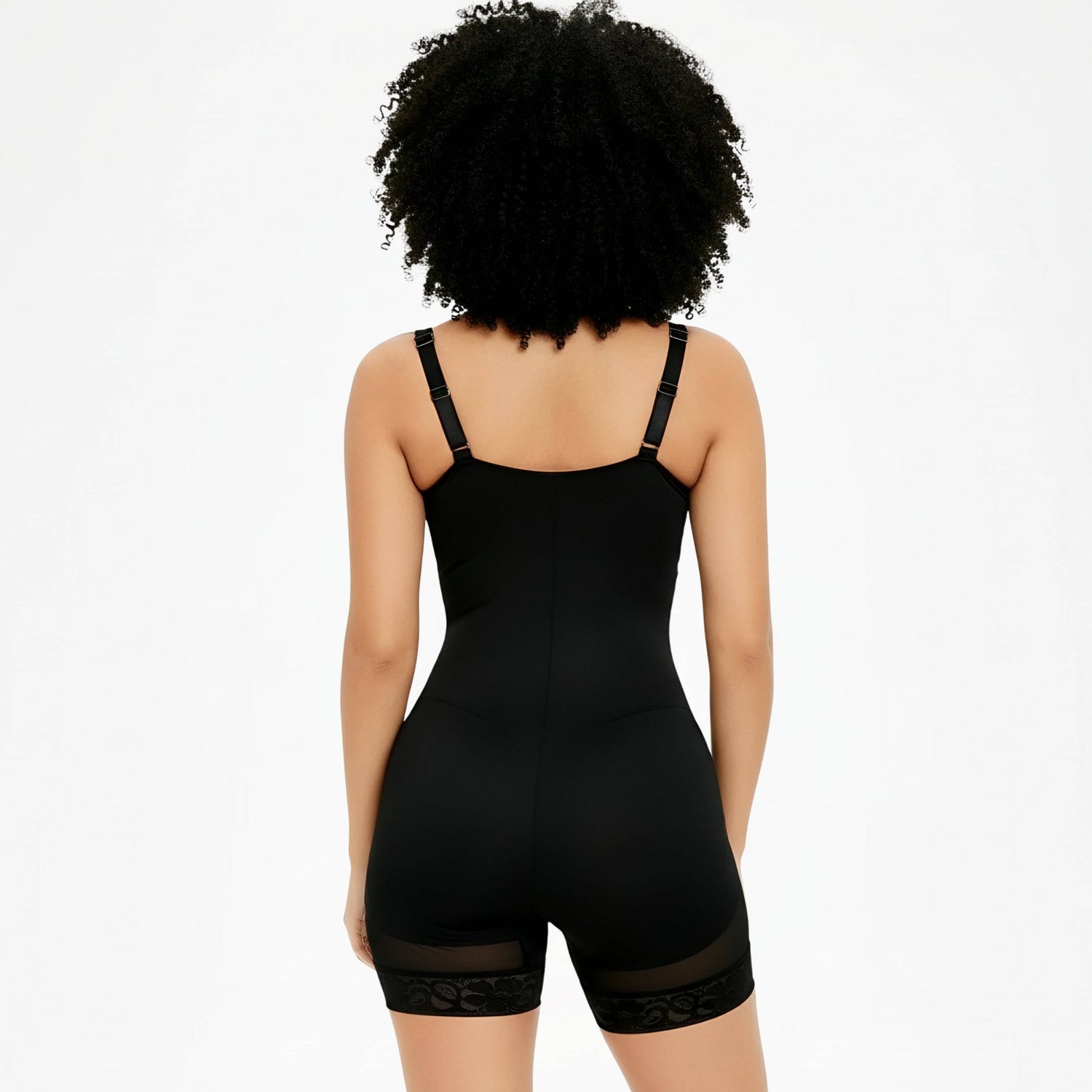 Shaping bodysuit with hooks and zipper