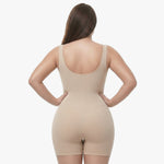Seamless shaping bodysuit with wide straps and long legs