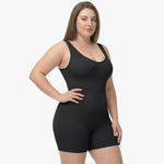 Seamless shaping bodysuit with wide straps and long legs