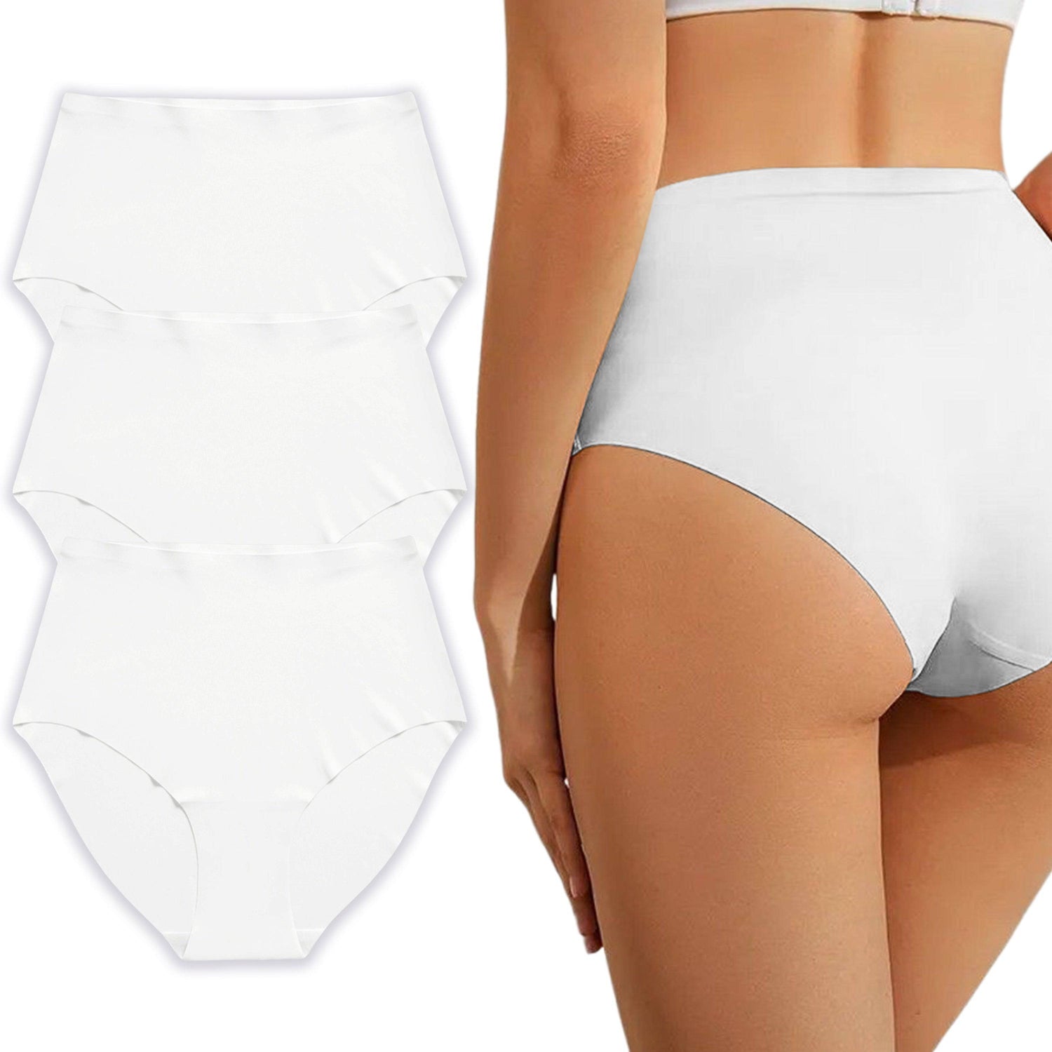 Seamless high-waisted briefs – 3-piece set
