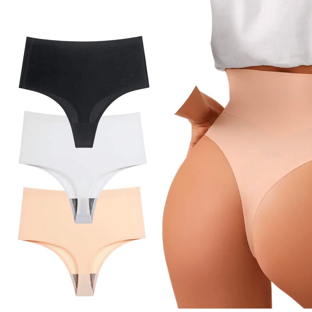 Shaping, seamless high-waisted thongs – set of 3