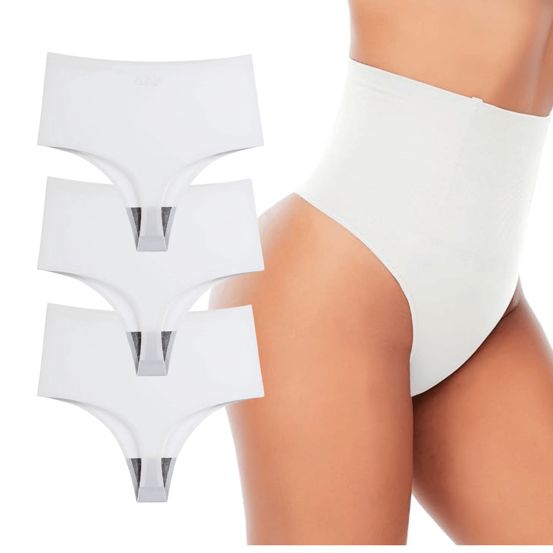 Shaping, seamless high-waisted thongs – set of 3