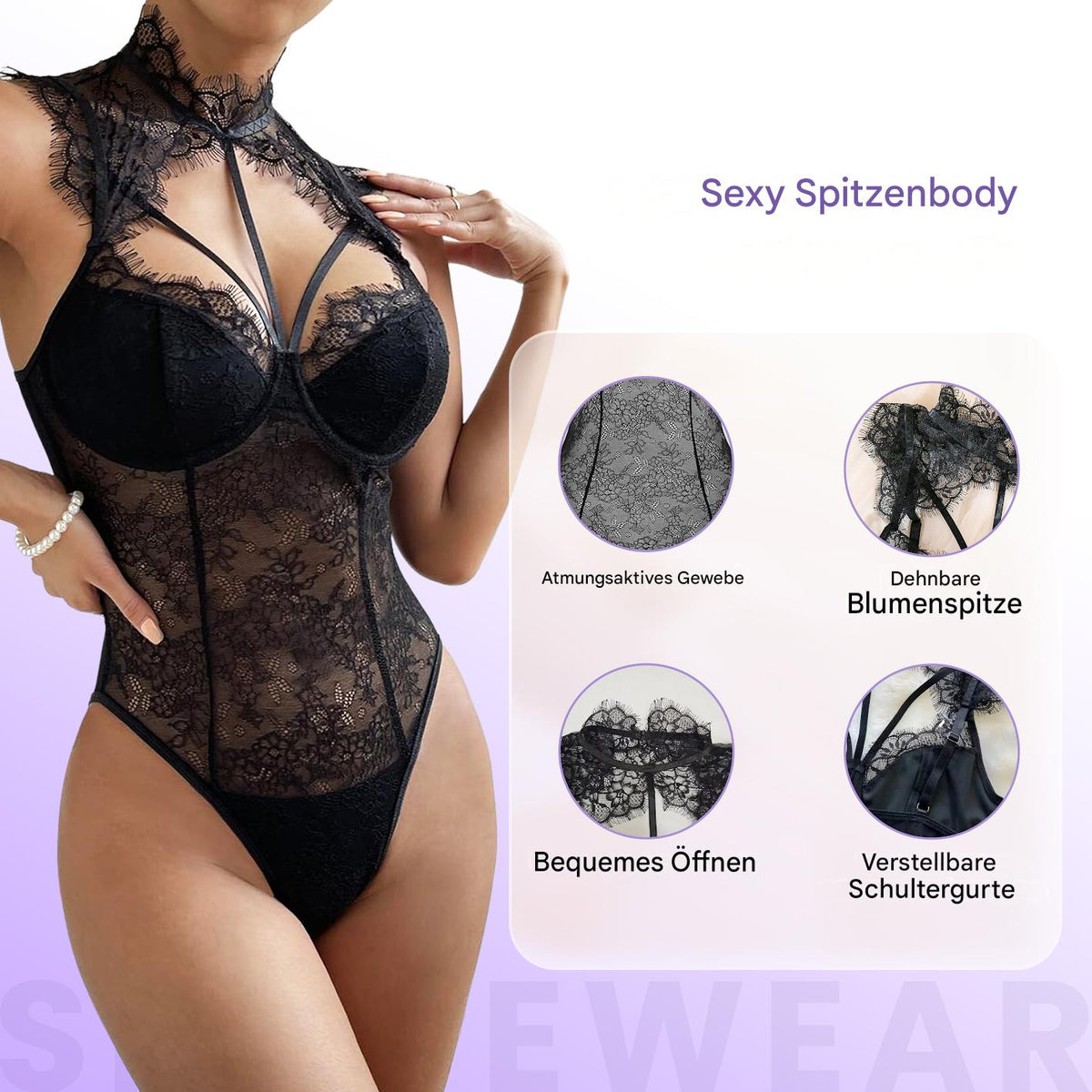 Sexy lace bodysuit with comfort