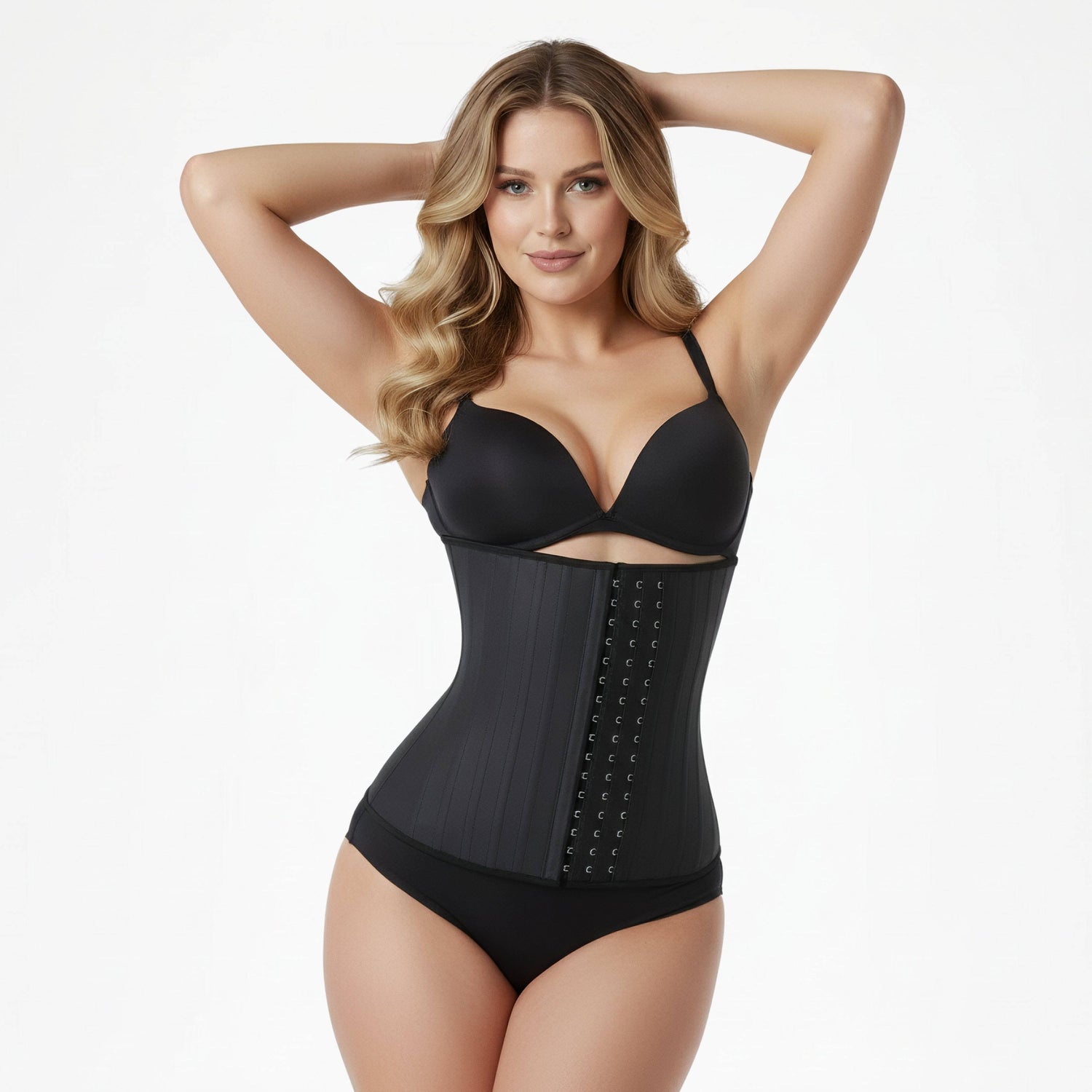 Latex waist trainer corset with 3 rows of hooks