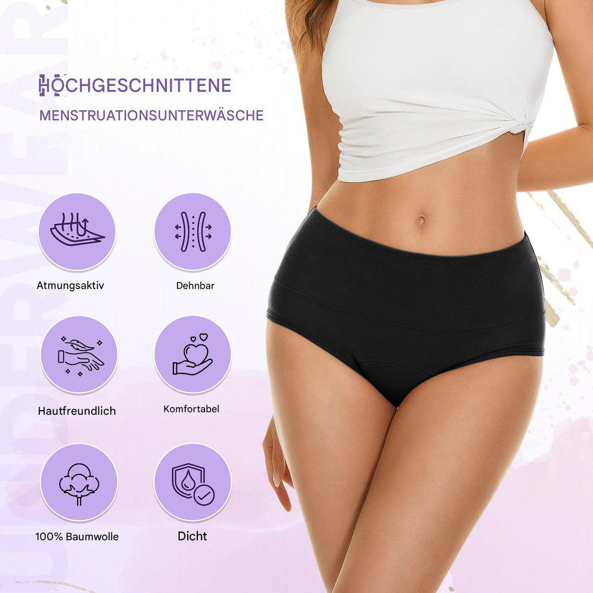 High-waisted menstrual underwear