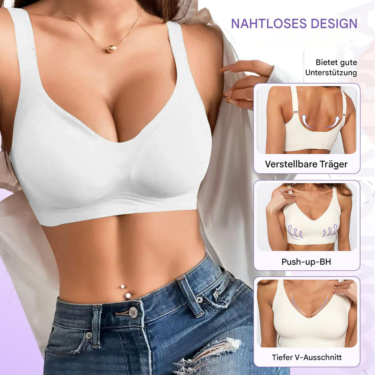 Deep V-neckline for a beautiful silhouette