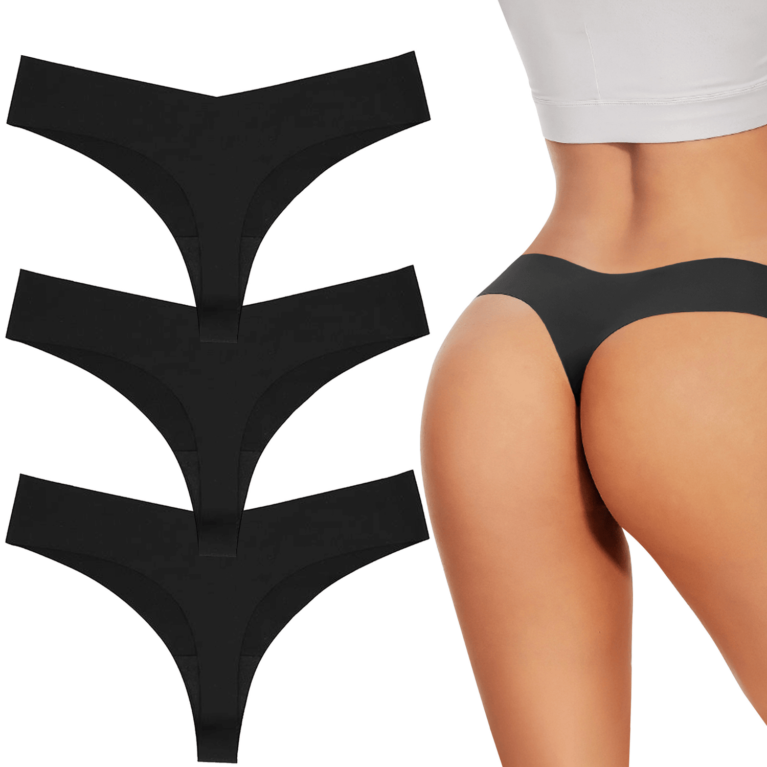 Seamless, low-rise thong – 3-pack