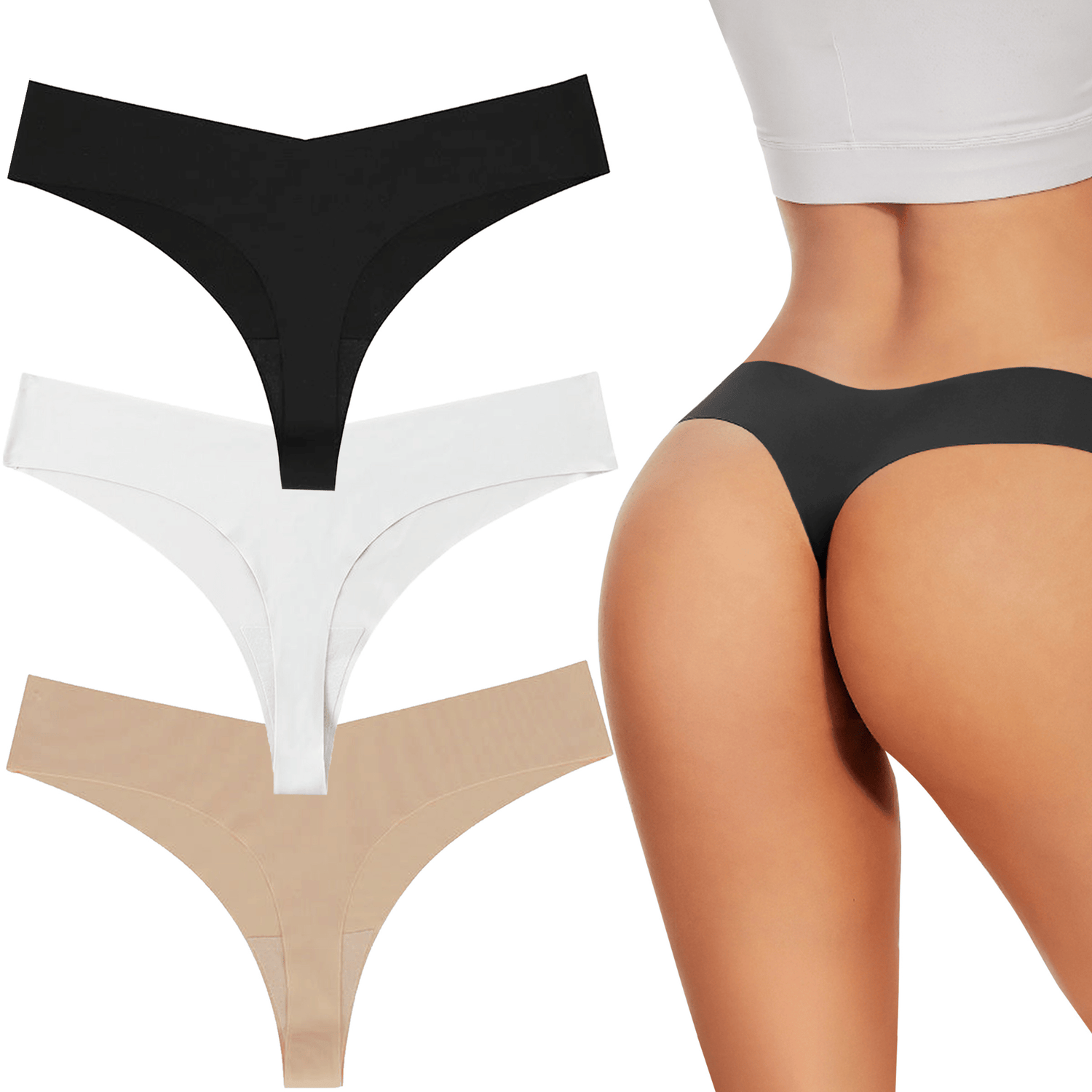 Seamless, low-rise thong – 3-pack