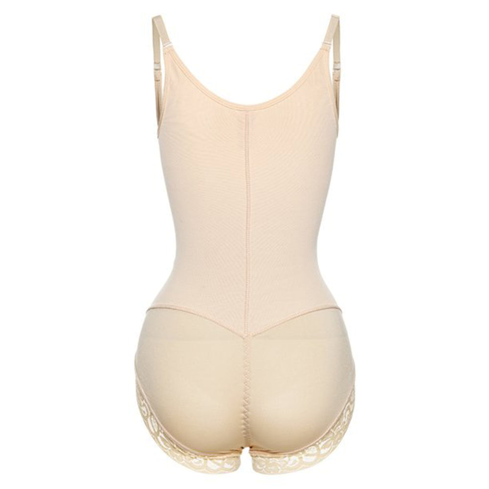Corrective Shapewear Bodysuit with Hooks and Zipper - Brief