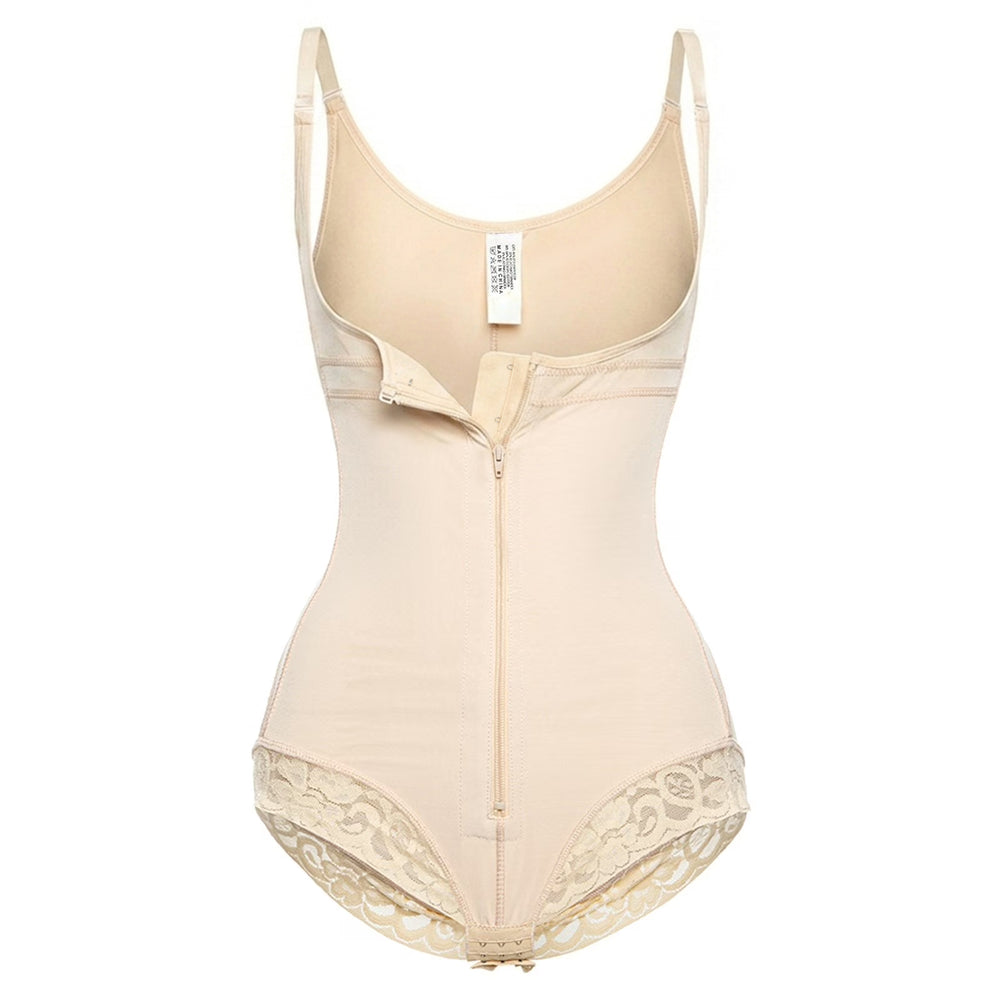Corrective Shapewear Bodysuit with Hooks and Zipper - Brief