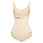 Corrective Shapewear Bodysuit with Hooks and Zipper - Brief