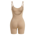 Shaping bodysuit with open back and straps