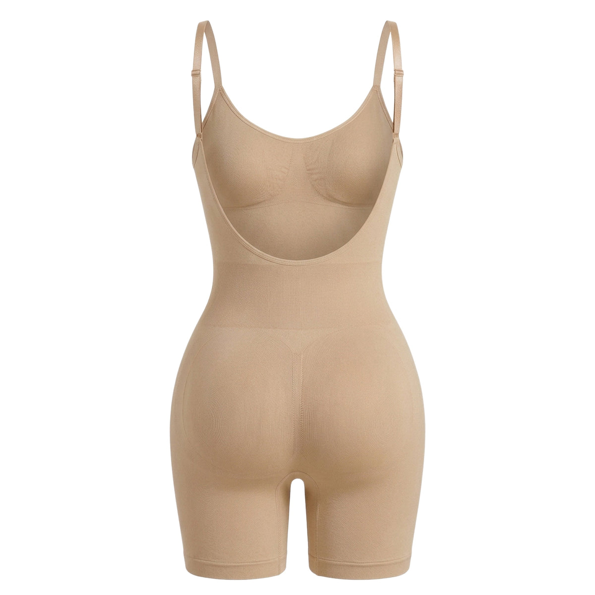 Shaping bodysuit with open back and straps