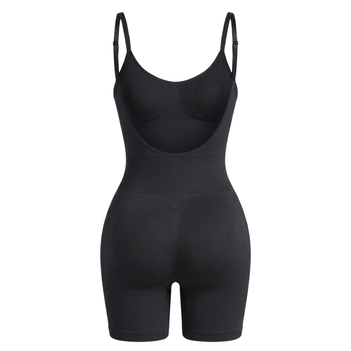 Shaping bodysuit with open back and straps