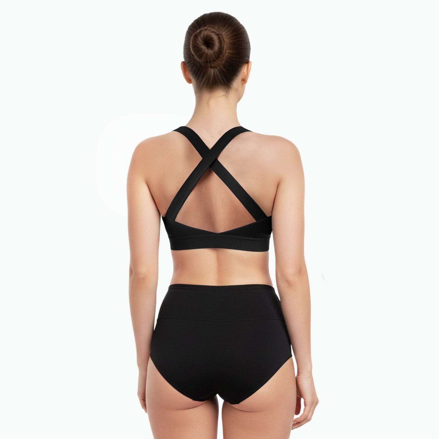 Sports bra with crossed straps