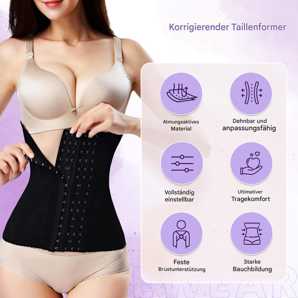 Corrective waist trainer for a slim waist