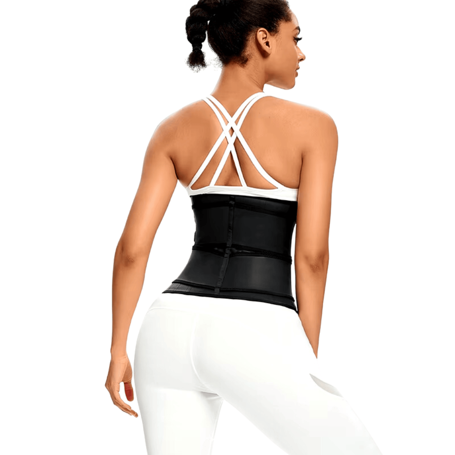 Waist-shaping corset with 2 straps and 3 rows of hooks