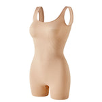 Seamless shaping bodysuit with wide straps and long legs