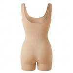 Seamless shaping bodysuit with wide straps and long legs