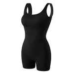 Seamless shaping bodysuit with wide straps and long legs