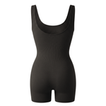 Seamless shaping bodysuit with wide straps and long legs