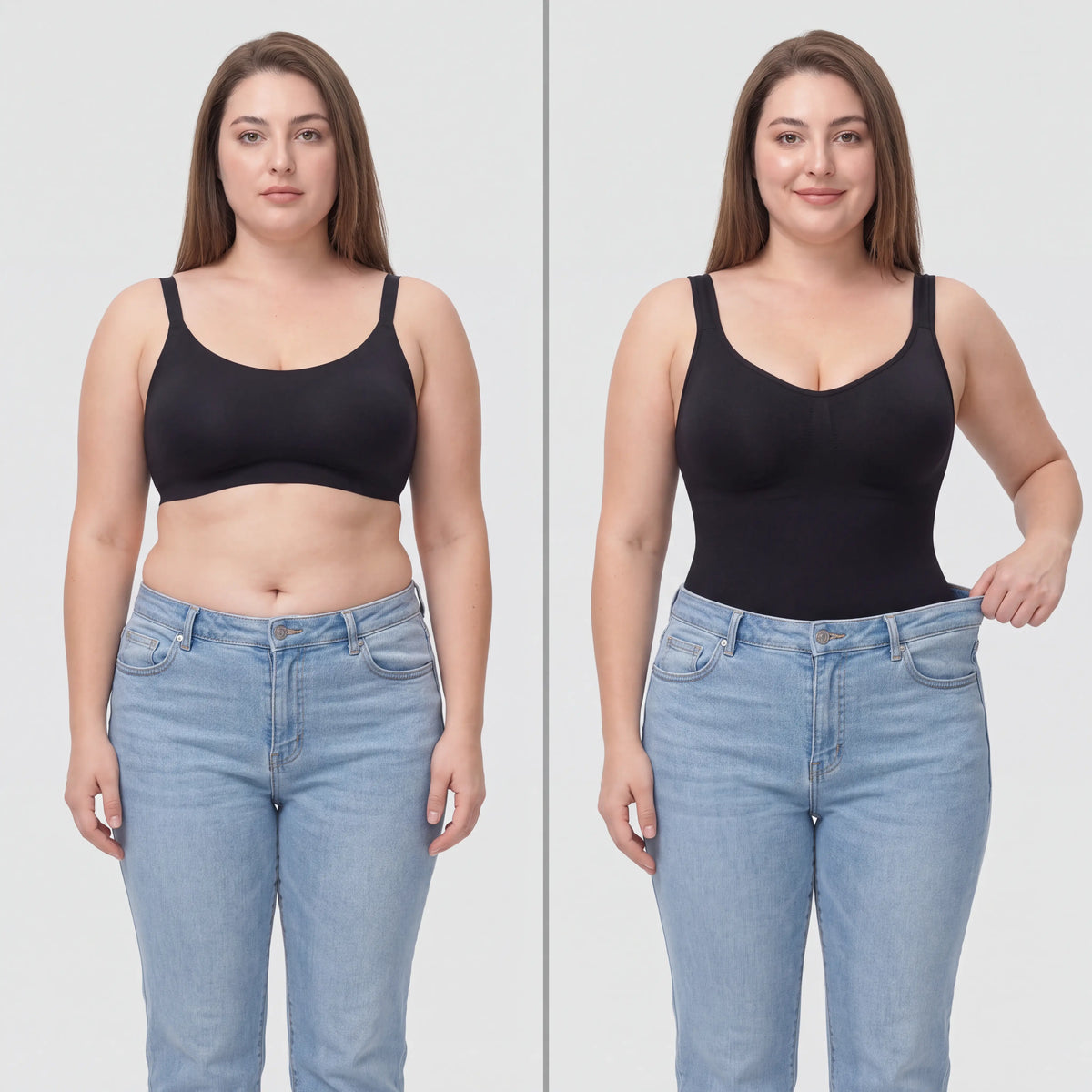 Seamless shaping bodysuit with wide straps and legs