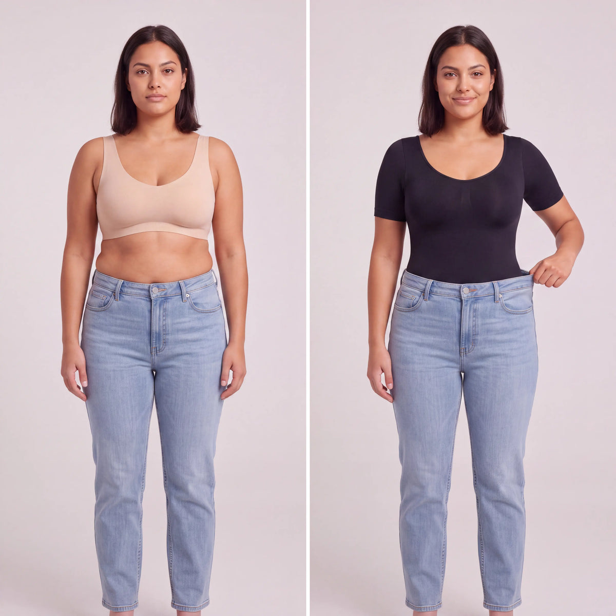Seamless short-sleeved shaping thong bodysuit