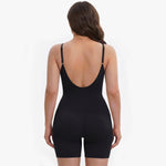 Shaping bodysuit with open back and straps