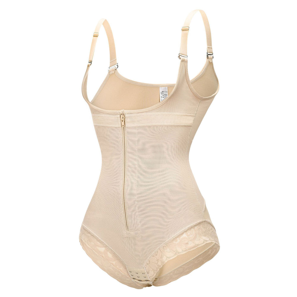 Corrective Shapewear Bodysuit with Hooks and Zipper - Brief