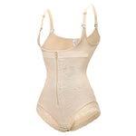 Corrective Shapewear Bodysuit with Hooks and Zipper - Brief