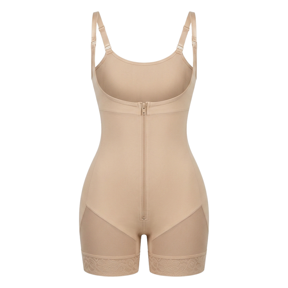 Corrective Shapewear Bodysuit with Hooks and Zipper