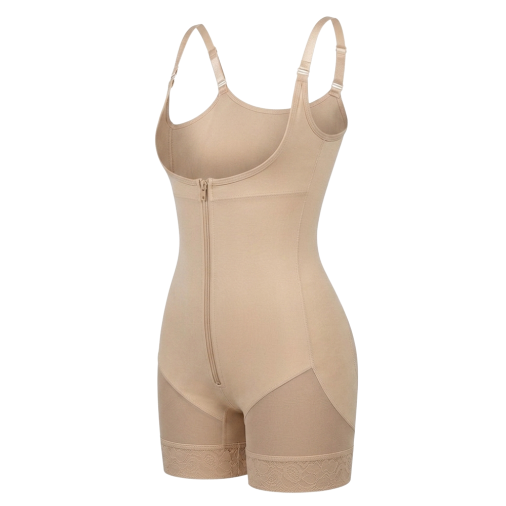 Corrective Shapewear Bodysuit with Hooks and Zipper
