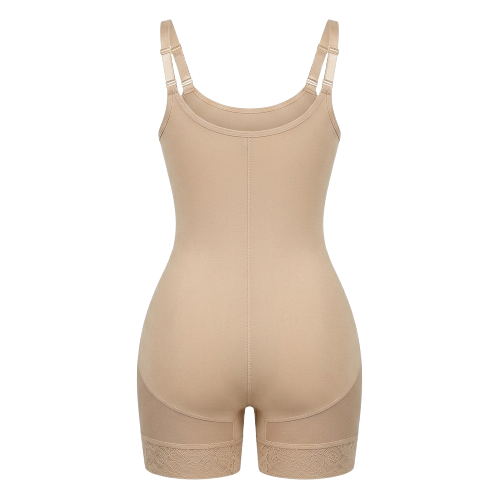 Corrective Shapewear Bodysuit with Hooks and Zipper