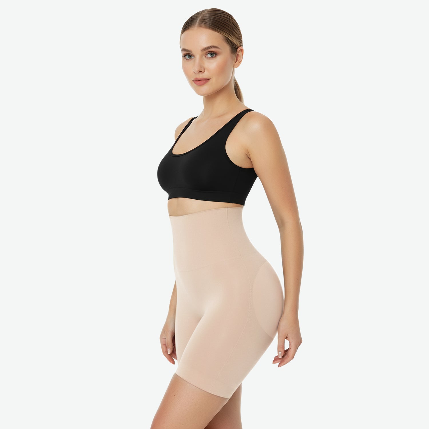 High-waisted shapewear with padding – seamless
